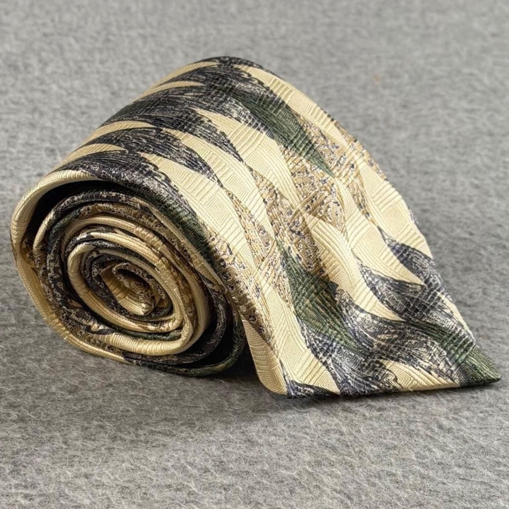 Vintage Structure La Collezione Silk Tie USA Geometric Wide 4" Necktie 57x3.6"